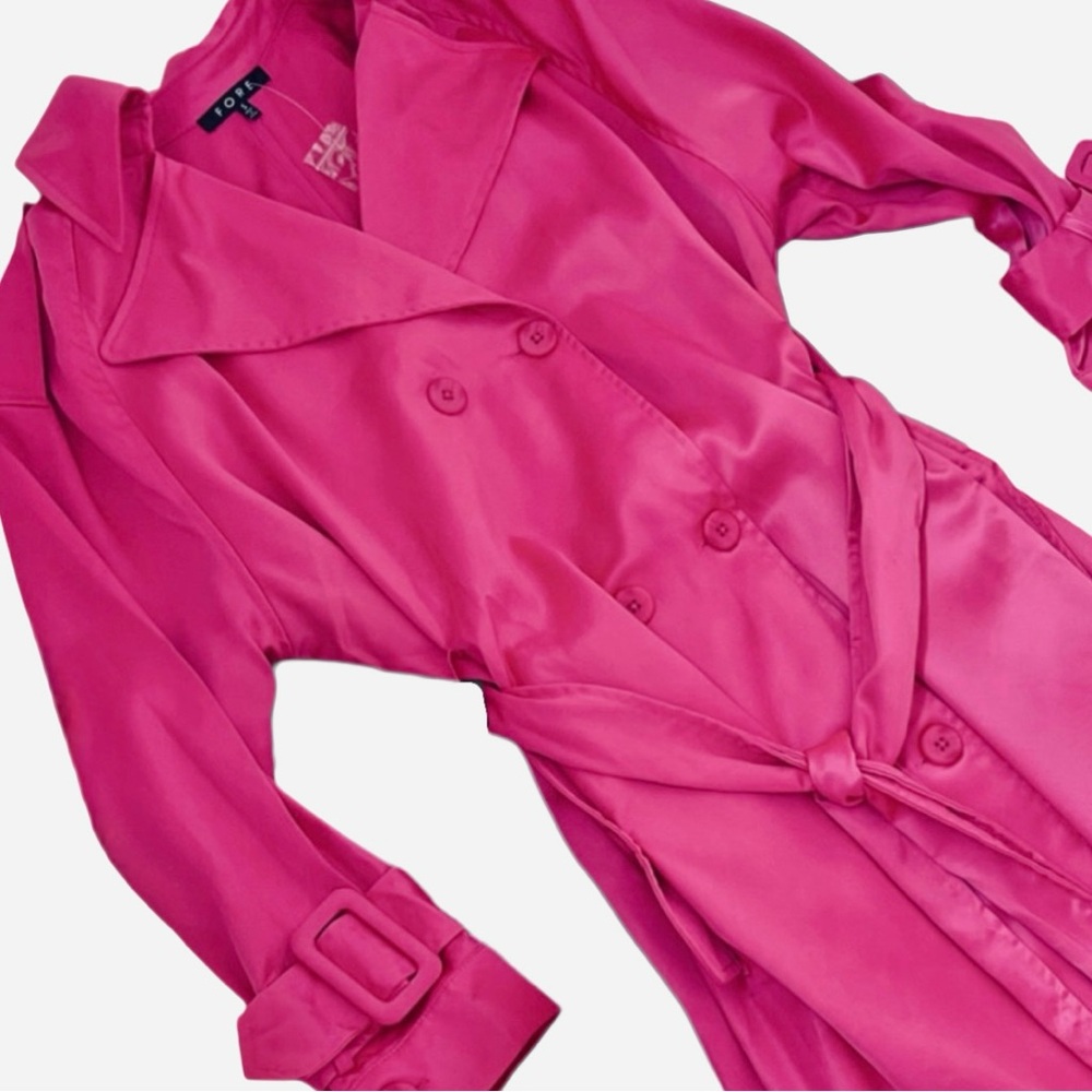 Oversized Pink Satin Trench